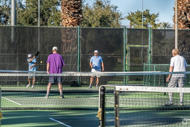 Palm Desert residents enjoy an intense game of Pickleball at Civic Center Park.