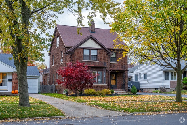 Many homes in Eggertsville feature brick facades and well-preserved historical charm.
