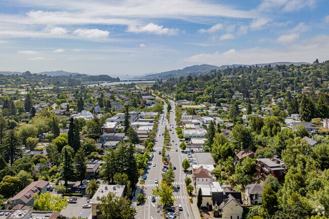 Looking down Miller Ave. of Sycamore Park towards Sausalito.