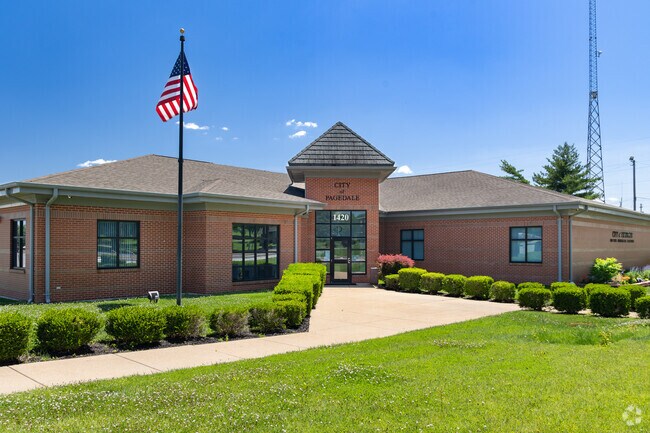 The Pagedale City Hall is in the heart of the city and has a park across the street.