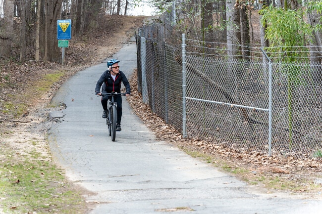 Bicyclists love riding the 7 mile trail at Salem Lake Park in Winston-Salem.