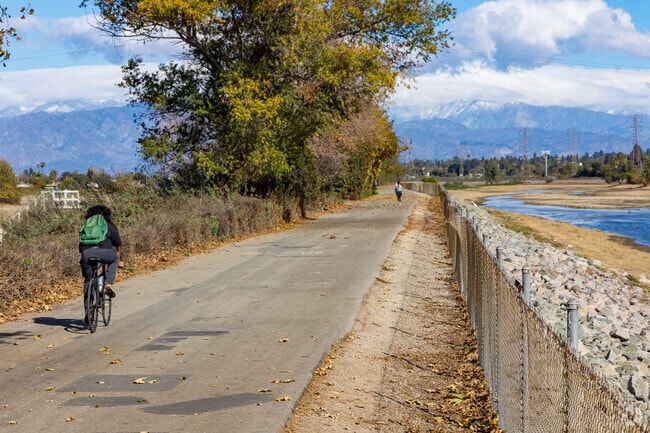 The San Gabriel River Trail goes north to Azusa and south to Seal Beach.