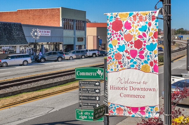 Downtown Commerce is a vibrant area brimming with locally owned businesses, each nestled within the charming, historic buildings that gracefully line Main Street.