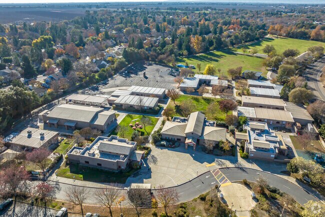 Marguerite Montgomery Elementary School offers a sprawling campus when viewed from above.