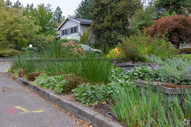 Native-plant landscaping adorns a home on SW Santa Monica Ct in Bridlemile.