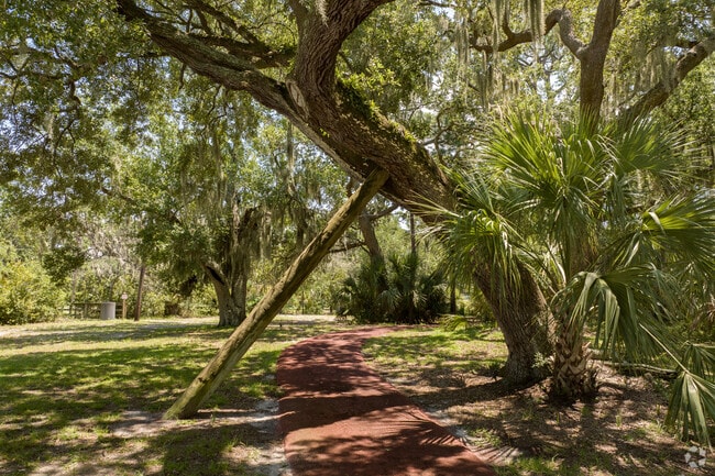 Jaycee Park on Tybee Island features shaded walking paths.