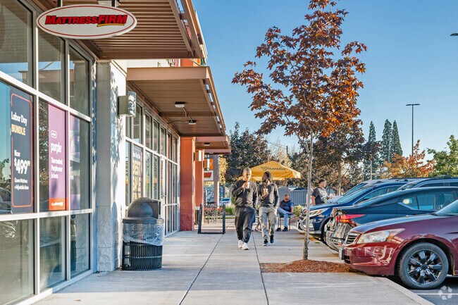 Popular retail brands are scattered around shopping plazas in Northeast Corvallis, OR.