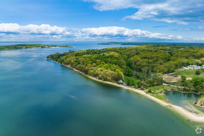 Check out this crystal clear view of Cove Neck and Oyster Bay Harbor from above.