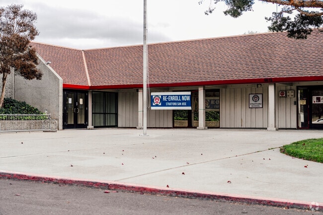 The main entrance of Stratford School in San Jose, California.