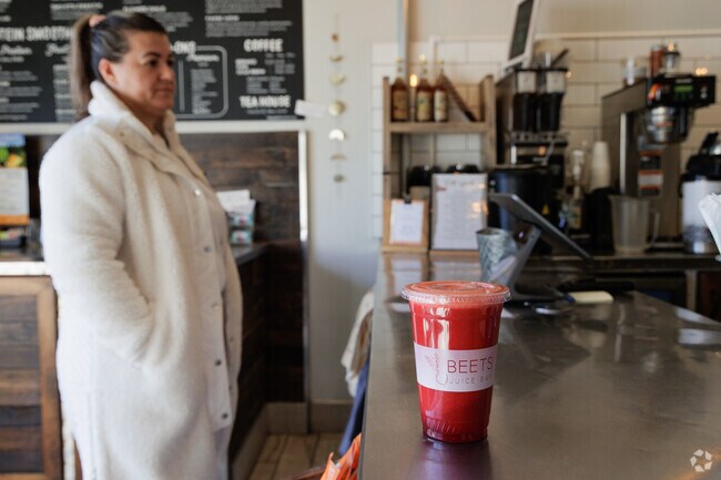 A carrot, apple, and beet smoothie at Beets Juice Bar.
