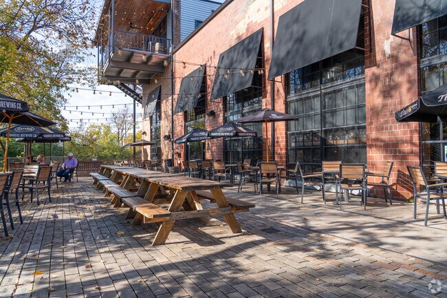 Enjoy the weather in patio of the Lexington Distillery District.