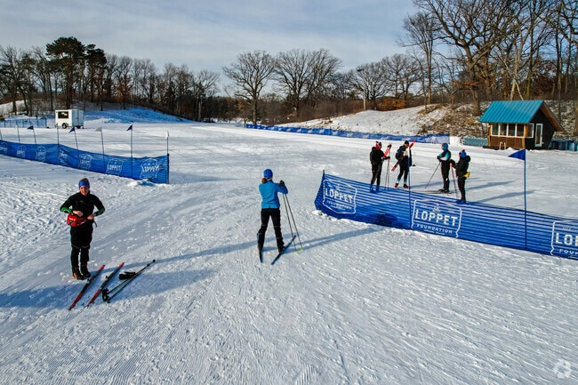 Skiers enjoy miles of groomed trails at Theodore Wirth Regional Park.