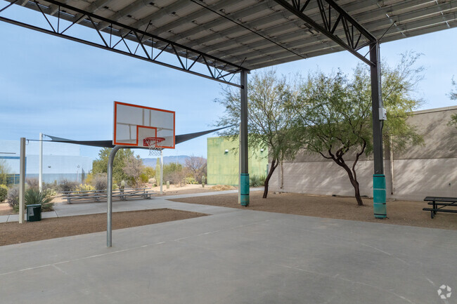 Students love playing basketball at the covered court at Pantano High School.