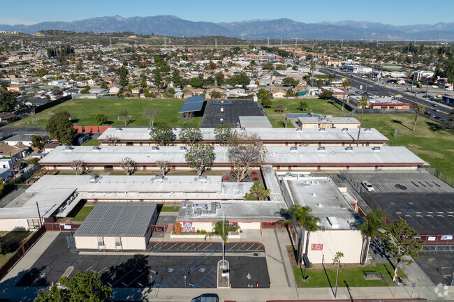 Aerial view of North Ranchito Elementary School in Pico Rivera, Ca.