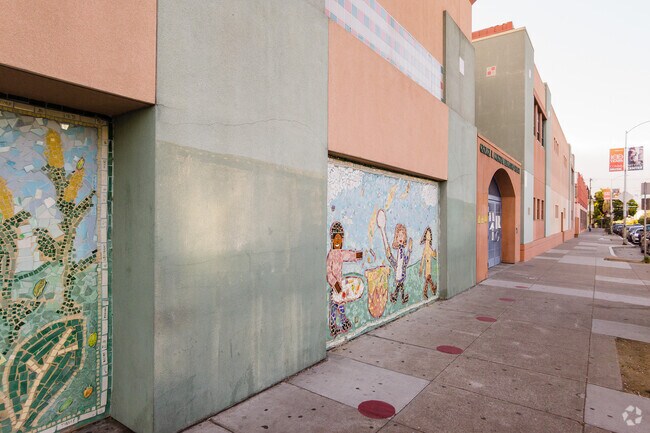 George Moscone Elementary presents a solid facade to the street.