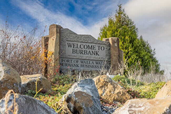 Welcome sign greets visitors entering Burbank along U.S. Route 12.