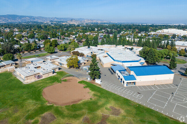 Vaca Pena Middle School is surrounded by Vacaville homes.