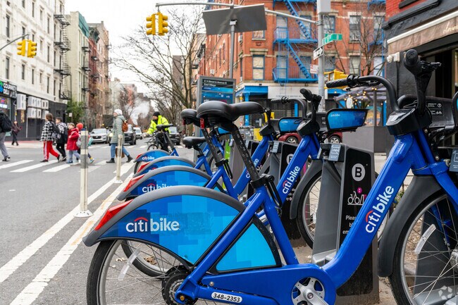 Citi Bike stations throughout Alphabet City provide alternative travel options for locals.