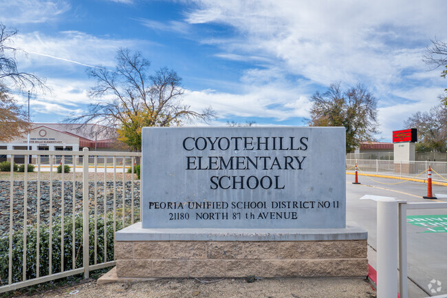 The monument sign greets you at Coyote Hills Elementary School in Peoria.