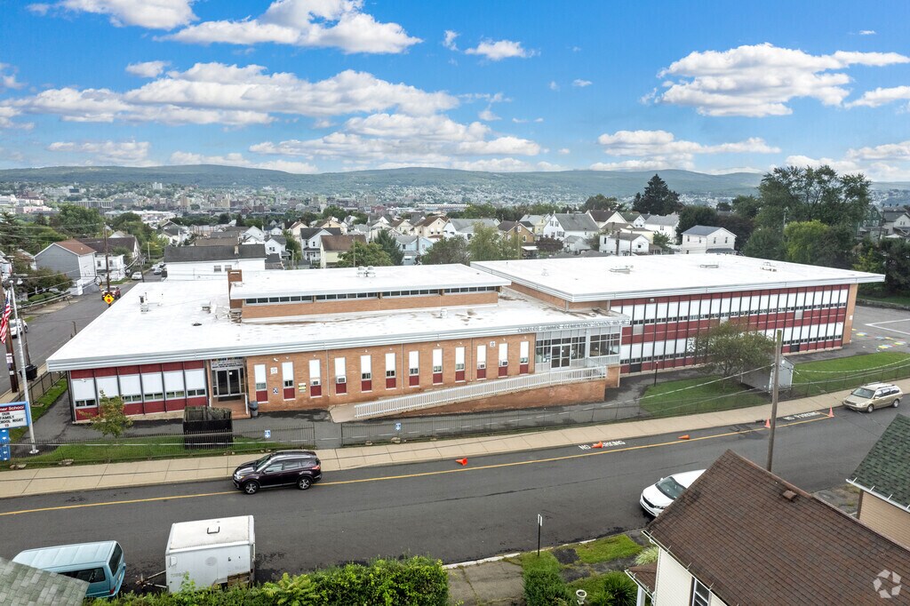 Aerial view of Charles Sumner Elementary School in Scranton.