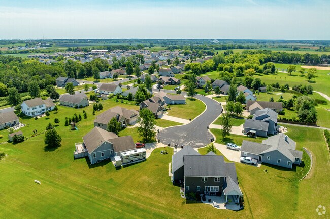 Curved streets and cul-de-sacs shape Union Grove’s quiet residential layout.