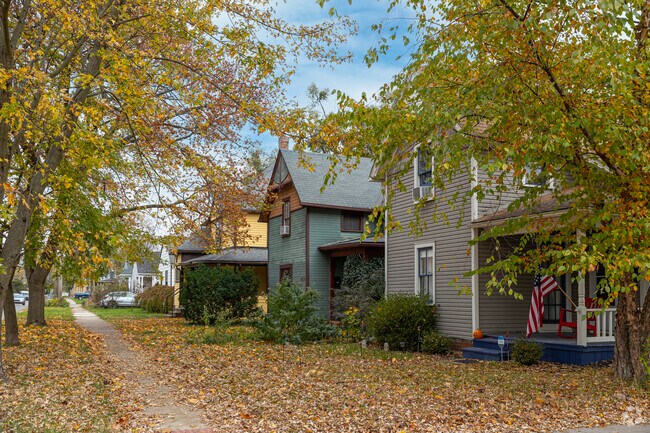 Homes throughout Ypsi Riverside have comfortable front porches for quiet afternoons.