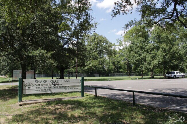 Sharp Road Park in Broadmoor/Sherwood spreads over 11 acres and has a Recreation Center.