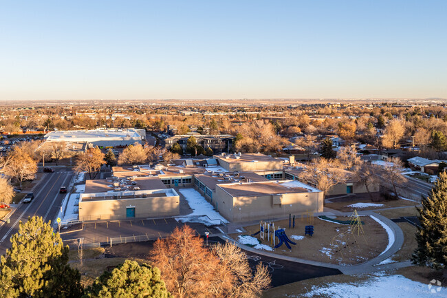 The school and playground at Hillcrest Elementary School in Northglenn, Colorado.