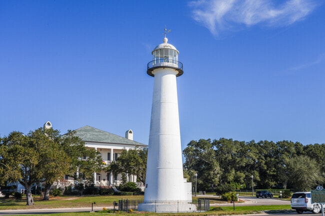 The Biloxi Lighthouse stands tall along the Gulf Coast.