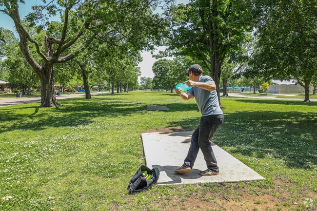 Tee off on the challenging disc golf course at McClure Park in Moeller Heights.