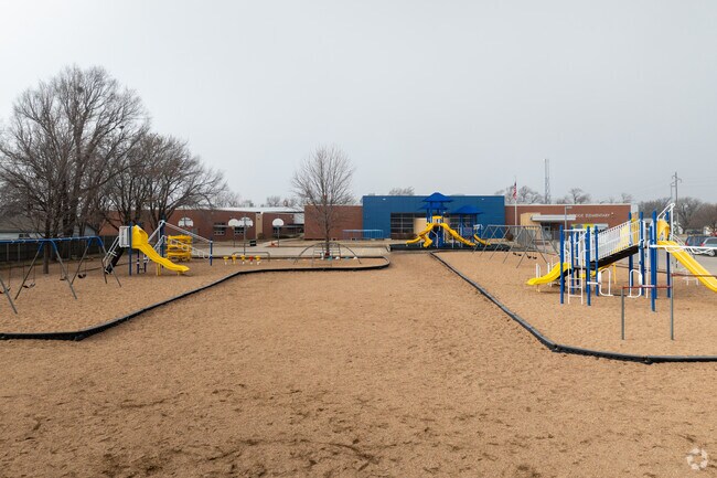 Kids can climb on the playground at Dodge Literacy Magnet Elementary School.