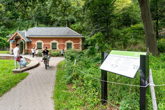 The colorful Wellhouse built in 1869 is the oldest building found in Prospect Park.