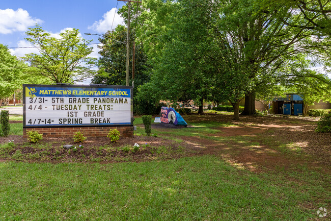 School Sign at Matthews Elementary School in Matthews, NC