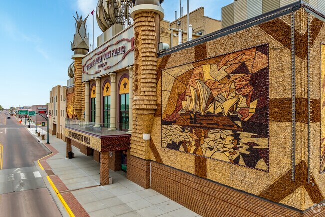The exterior of the Corn Palace is updated every year with creative designs made from corn.