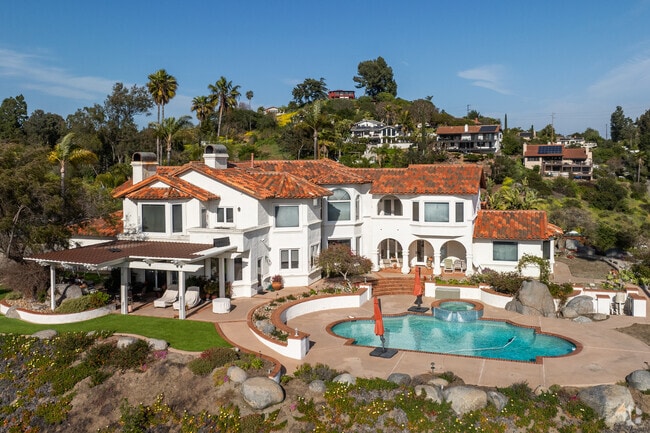 Spanish Colonial homes sit high above the valley in Lake Hodges.