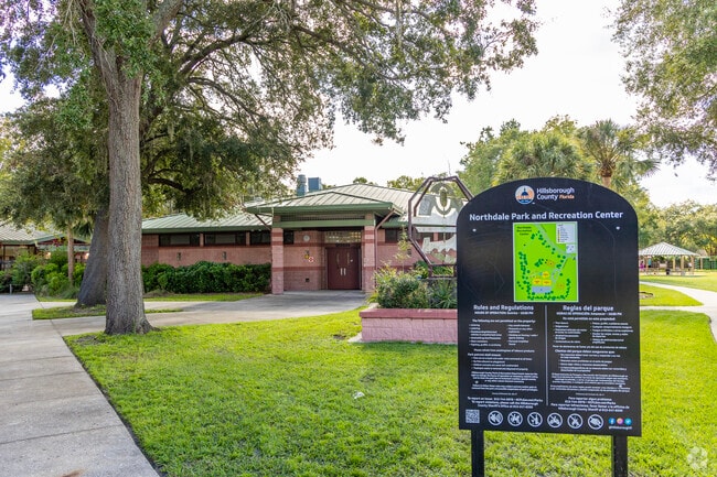 Northdale Park has an indoor rec. facility as well as lots of outdoor fun for all.