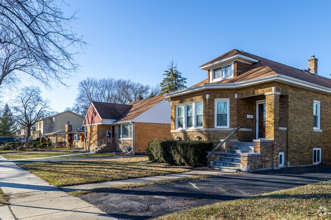 Classic Chicago bungalows sit beside ranch homes and two stories in Bensenville.
