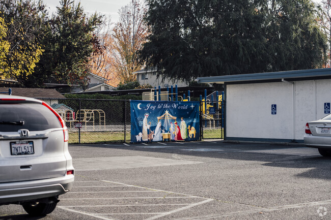 The main entrance of Monarch Christian School in Milpitas, California.