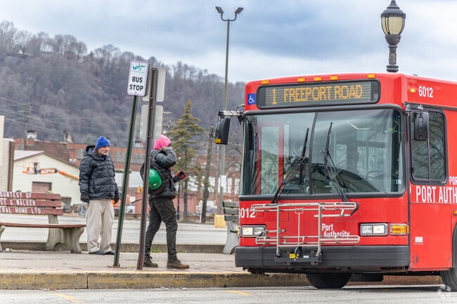 There are bus stops in Arnold and New Kensington that will take you to Downtown Pittsburgh.