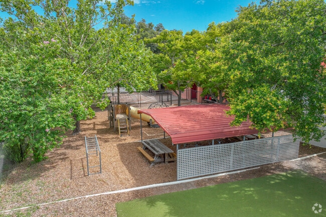 Montessori Preparatory School has a playground section behind the school.