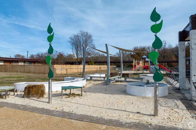 Whimsical metal sculptures adorn the lawn at St. Joseph Elementary in Memphis.