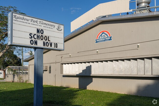 The Rainbow Park Elementary School sign.