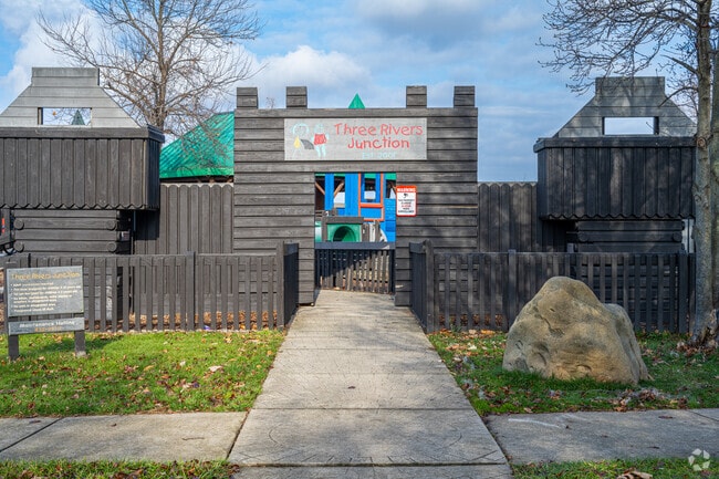 The playground at Southwest Fort Wayne's Indian Trails Park is laid out like a castle.