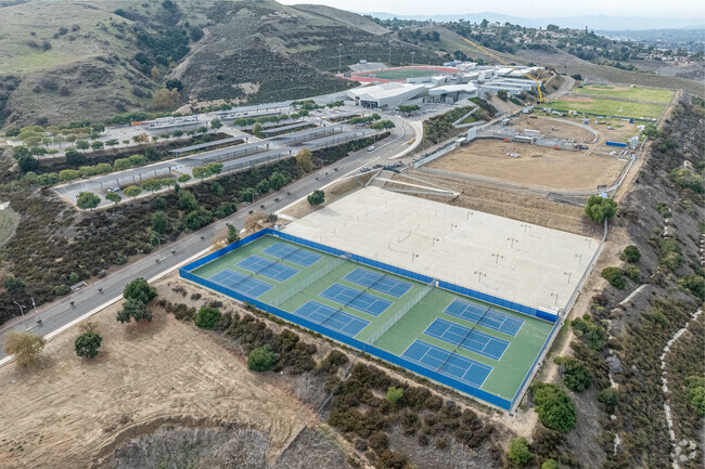 The athletic courts and baseball fields at Diamond Ranch High School in Diamond Bar
