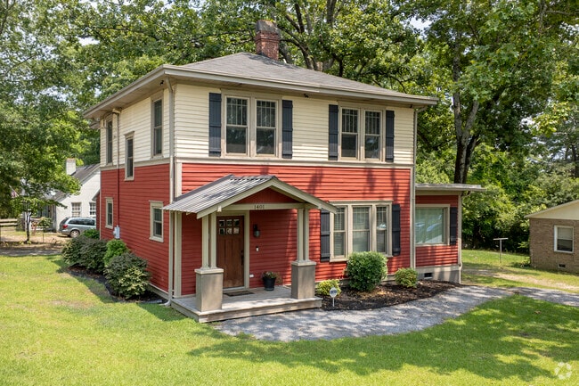 This Craftsman-style home has an offset porch with adds to it's unique charm.