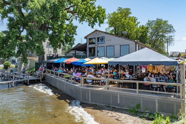 The Ritz offers a lakefront deck and pier, in case you want to boat in from Okoboji.