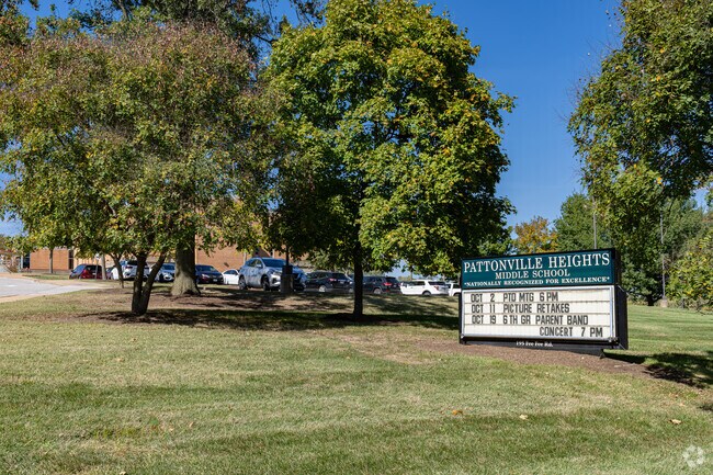 A school marquee greets students to Pattonville Heights Middle School in Maryland Heights.