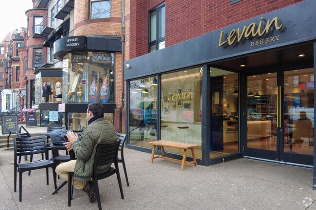 Swing by Levain on Newbury Street in Back Bay and enjoy some outdoor dining.