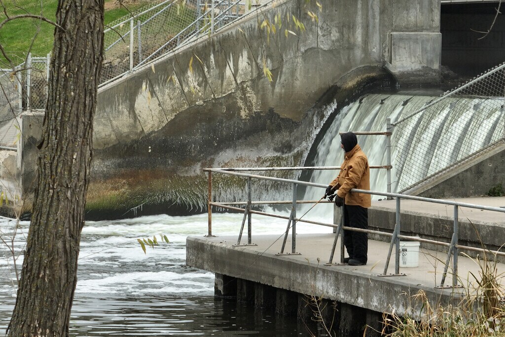 Fishing is common near the dam in Sauk Centre..