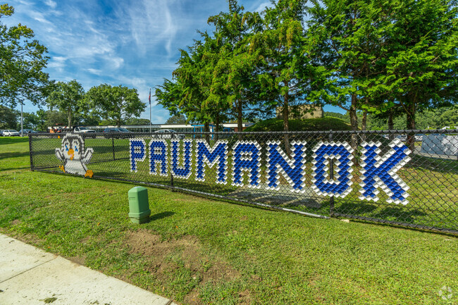 A beautifully crafted fence sign at Paumanok Elementary School in Dix Hills.